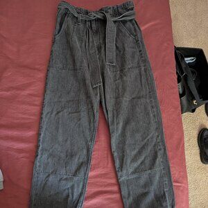 rag & bone ultra high rise black jeans with tie